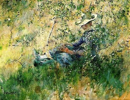 Carl Larsson flicka i blommande hagtorn